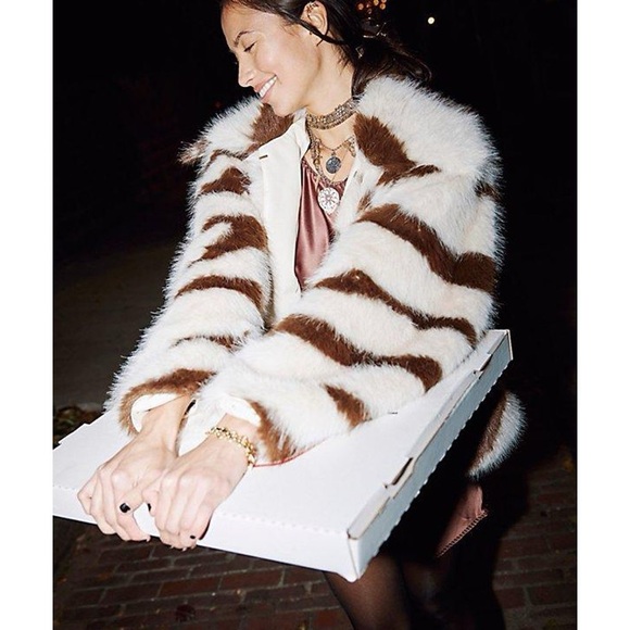 Free People Jackets & Blazers - NWOT Free People Fiona Zebra Faux Fur Coat